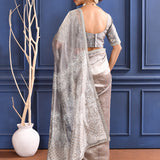 Silver Foil Printed Tissue Saree