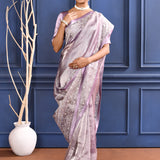 Jewel Purple Printed Foil Tissue Saree