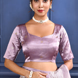 Jewel Purple Printed Foil Tissue Saree