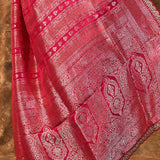 Rich Pink Floral Banarasi Silk Saree