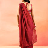 Maroon Shimmer Saree With Embellished Contrast Blouse