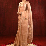 Light Beige Embroidered Tissue Gomatha Saree