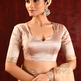 Light Beige Embroidered Tissue Gomatha Saree