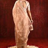 Light Beige Embroidered Tissue Gomatha Saree