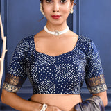 Dark Purple Foil Printed Tissue Saree