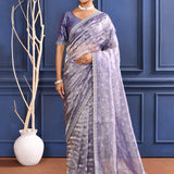 Rich Purple Embroidered Tissue Foil Saree