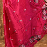 Bright Pink Floral Silk Saree