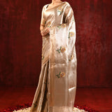 Metallic Gold Floral Tissue Embroidered Saree