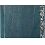 Pine Green Embroidered Tussar Silk Saree