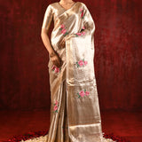 Jewel Gold Floral Tissue Embroidered Saree