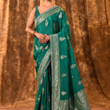 Persian Green Paisley Banarasi Silk Saree