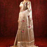 Jewel Gold Floral Tissue Embroidered Saree