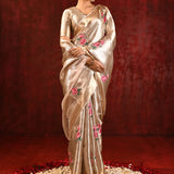 Jewel Gold Floral Tissue Embroidered Saree