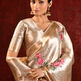 Jewel Gold Floral Tissue Embroidered Saree