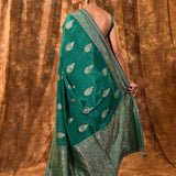 Persian Green Paisley Banarasi Silk Saree