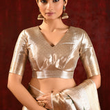 Jewel Gold Floral Tissue Embroidered Saree