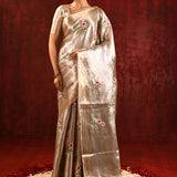 Jewel Gold Tissue Floral Embroidered Saree