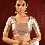 Jewel Gold Tissue Floral Embroidered Saree