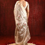 Jewel Gold Tissue Floral Embroidered Saree