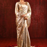 Jewel Gold Tissue Embroidered Floral Saree