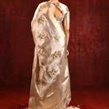 Jewel Gold Tissue Embroidered Floral Saree