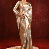 Jewel Gold Embroidered Floral Tissue Saree