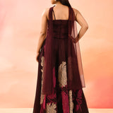 Royal Wine Botanical Print Choli Set