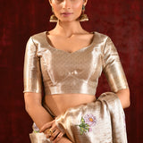 Jewel Gold Embroidered Floral Tissue Saree