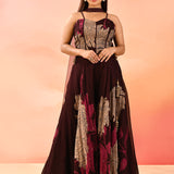 Royal Wine Botanical Print Choli Set