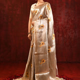 Jewel Gold Sunflower Embroidered Tissue Saree