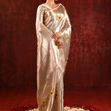 Jewel Gold Sunflower Embroidered Tissue Saree