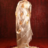 Jewel Gold Sunflower Embroidered Tissue Saree