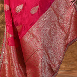 Crimson Pink Paisley Banarasi Silk Saree