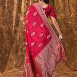 Crimson Pink Paisley Banarasi Silk Saree