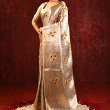 Jewel Gold Floral Embroidered Tissue Saree