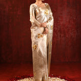 Jewel Gold Floral Embroidered Tissue Saree