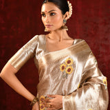 Jewel Gold Floral Embroidered Tissue Saree