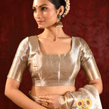 Jewel Gold Floral Embroidered Tissue Saree