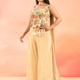 Beige Bloom Floral Choli Set