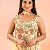 Beige Bloom Floral Choli Set