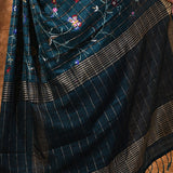 Bottle Green Floral Silk Blend Saree