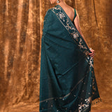 Pine Green Tussar Embroidered Saree