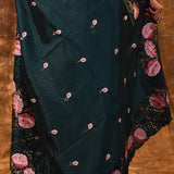 Deep Green Floral Silk Saree