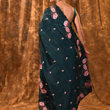 Deep Green Floral Silk Saree