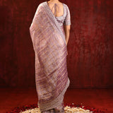 Metallic Purple Embroidered Tissue Saree