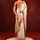 Soft Gold Metallic Tissue Embroidered Saree