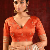Soft Gold Metallic Tissue Embroidered Saree