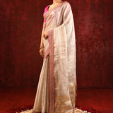 Soft Gold Embroidered Tissue Saree