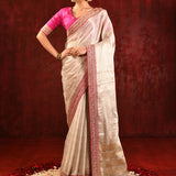 Soft Gold Embroidered Tissue Saree