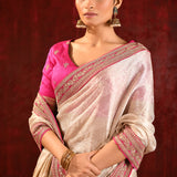 Soft Gold Embroidered Tissue Saree
